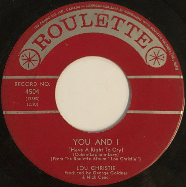 Lou Christie : How Many Teardrops (7")