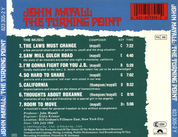 John Mayall : The Turning Point (CD, Album, RE)