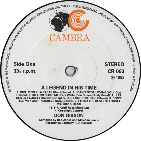 Don Gibson : A Legend In His Own Time (2xLP, Comp)