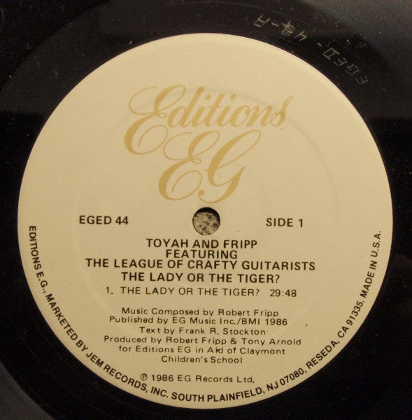 Toyah & Fripp* Featuring The League Of Crafty Guitarists : The Lady Or The Tiger? (LP, Album)