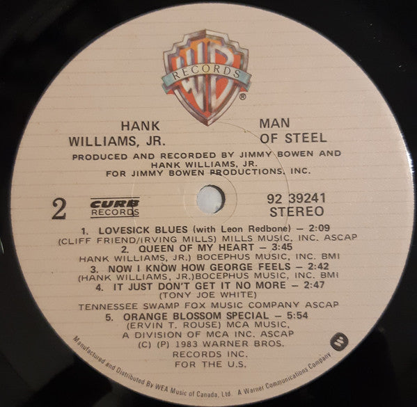 Hank Williams Jr. : Man Of Steel (LP, Album)