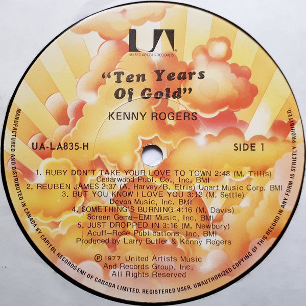 Kenny Rogers : Ten Years Of Gold (LP, Comp, RE)