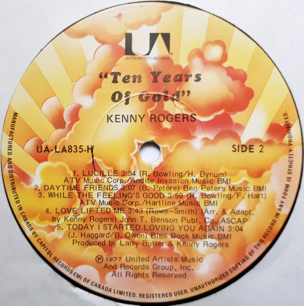 Kenny Rogers : Ten Years Of Gold (LP, Comp, RE)
