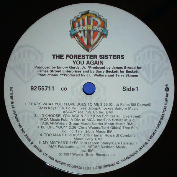 The Forester Sisters : You Again (LP, Album)