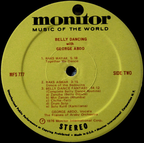 George Abdo And His "Flames Of Araby" Orchestra : Belly Dancing With George Abdo (LP, Album)