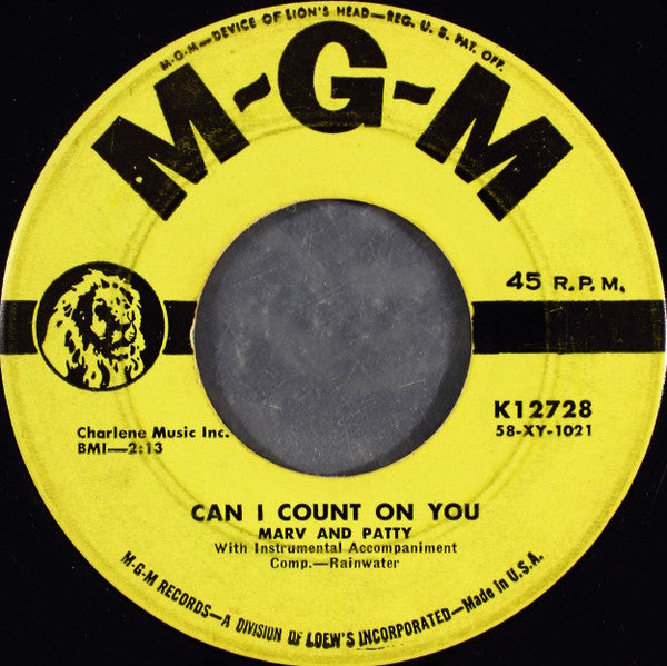 Marv & Patty Rainwater : Can I Count On You (7", Single, Mono)