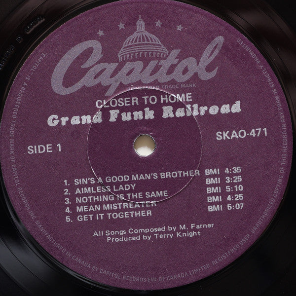 Grand Funk Railroad : Closer To Home (LP, Album, RE, Gat)