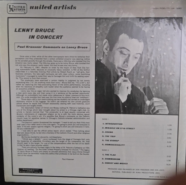 Lenny Bruce : Lenny Bruce In Concert (LP, Album, Mono)