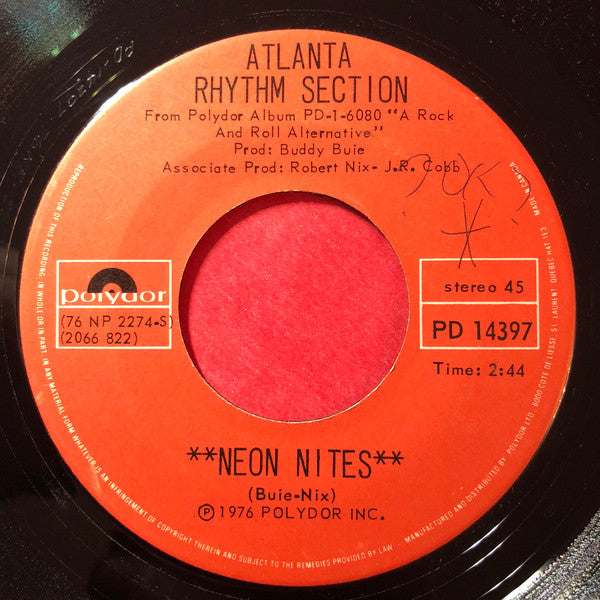 Atlanta Rhythm Section : Neon Nites (7", Single)