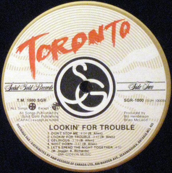 Toronto (4) : Lookin' For Trouble (LP, Album)