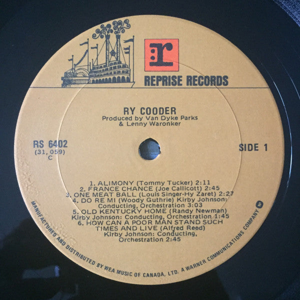 Ry Cooder : Ry Cooder (LP, Album, RE, Bro)
