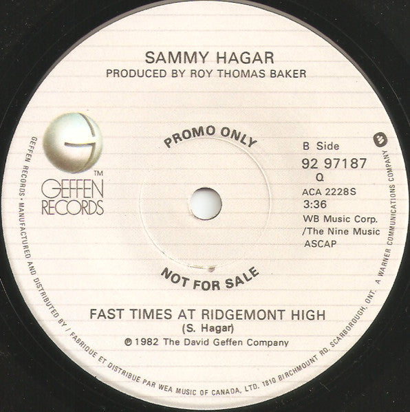 Sammy Hagar : Never Give Up (7", Single, Promo)