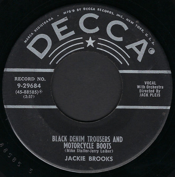 Jackie Brooks : Black Denim Trousers And Motorcycle Boots / The $64,000 Question (Do You Love Me?) (7")