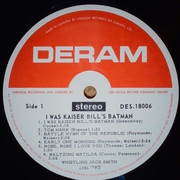 Whistling Jack Smith : I Was Kaiser Bill's Batman (LP, Album)