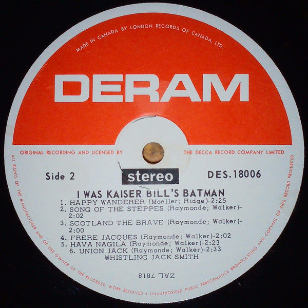 Whistling Jack Smith : I Was Kaiser Bill's Batman (LP, Album)