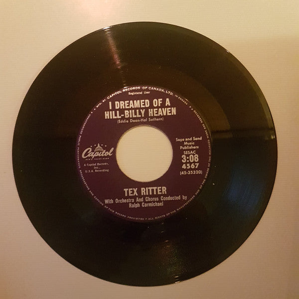 Tex Ritter : I Dreamed Of Hill-Billy Heaven (7", Single)