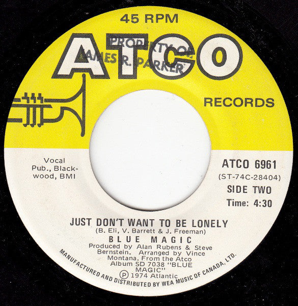 Blue Magic : Sideshow / Just Don't Want To Be Lonely (7", Single)