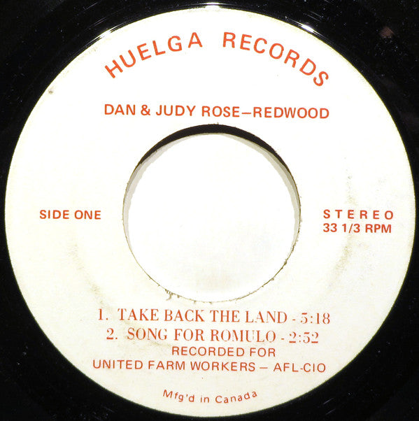 Danny And Judy Rose-Redwood : Take Back The Land (7", EP)