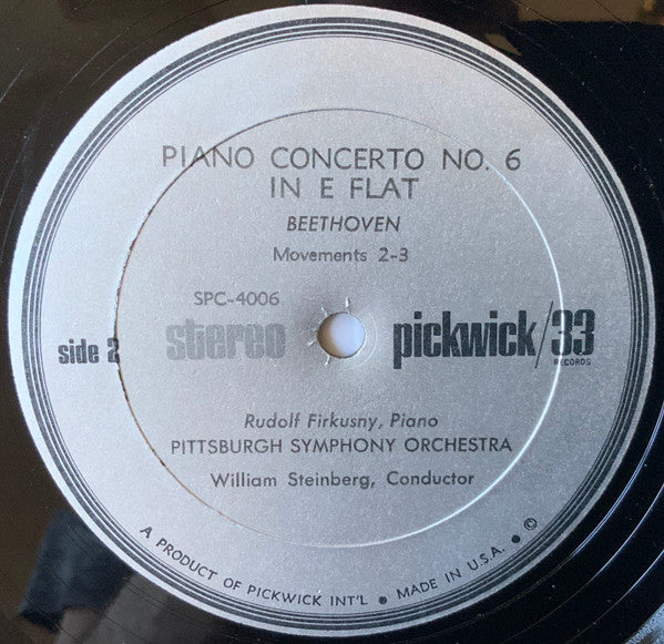 Ludwig van Beethoven, Rudolf Firkušný, Pittsburgh Symphony Orchestra Conducted By William Steinberg : Concerto No. 5 In E Flat Major (LP, Album)