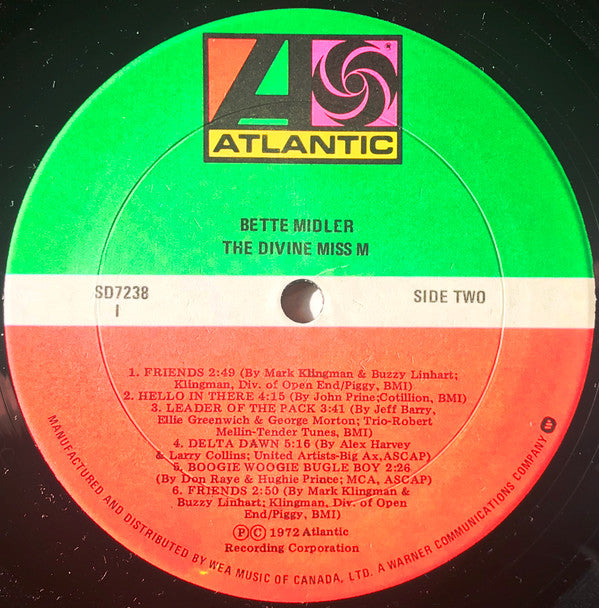 Bette Midler : The Divine Miss M (LP, Album, RE)