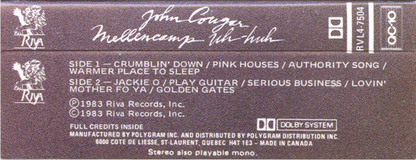 John Cougar Mellencamp : Uh-Huh (Cass, Album, Dol)