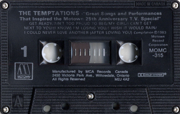 The Temptations : Great Songs And Performances That Inspired The Motown 25th Anniversary T.V. Special (Cass, Comp, Dol)