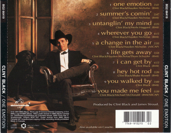 Clint Black : One Emotion (CD, Album, Club)