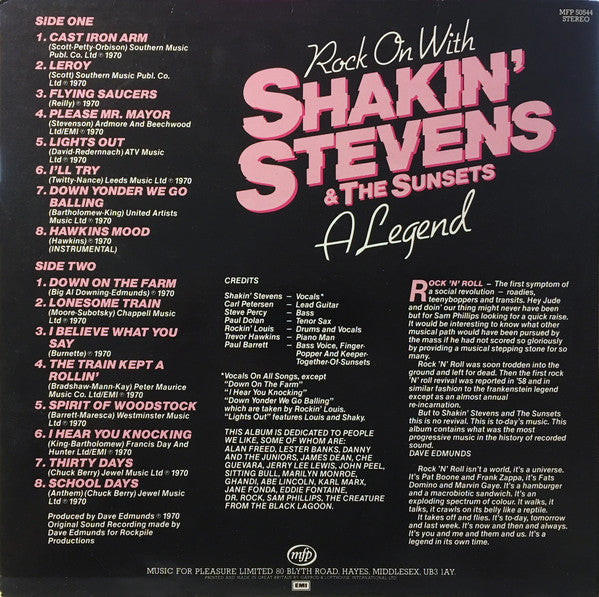 Shakin' Stevens And The Sunsets : Rock On With Shakin' Stevens & The Sunsets, A Legend (LP, RE)