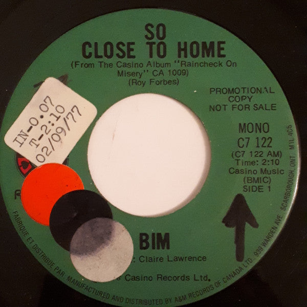 Bim (8) : So Close To Home (7", Mono, Promo)