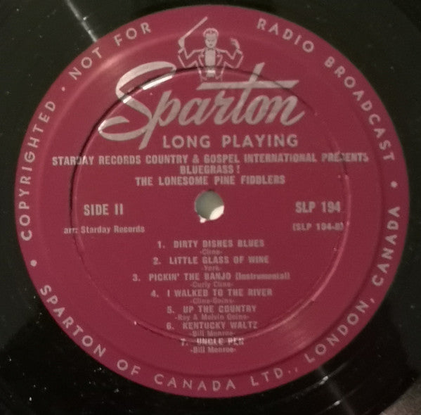 The Lonesome Pine Fiddlers : Bluegrass! (LP, Album)