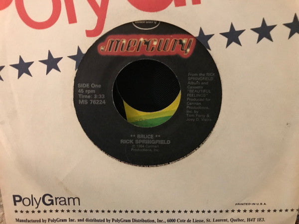 Rick Springfield : Bruce (7", Styrene, 19)