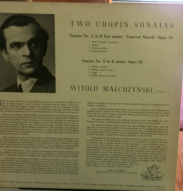 Witold Malcuzynsky, Frédéric Chopin : Sonata No.2 In B Flat Minor, "Funeral March" / Sonata No. 3 In B Minor (LP)