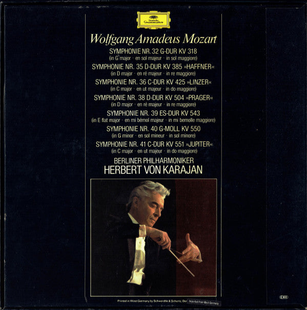 Mozart*, Karajan*, Berliner Philharmoniker : Symphonien 32 · 35 · 36 · 38 · 39 · 40 · 41 (3xLP + Box)
