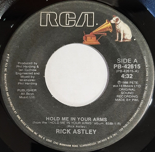 Rick Astley : Hold Me In Your Arms (7")