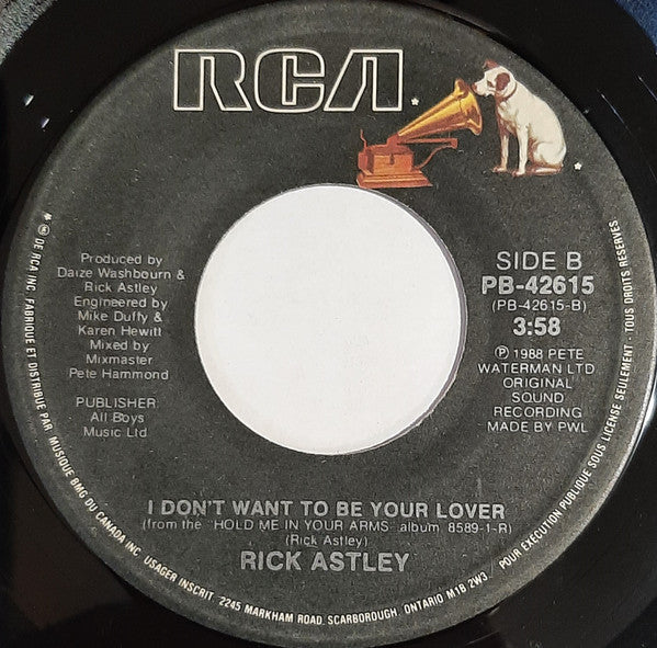 Rick Astley : Hold Me In Your Arms (7")