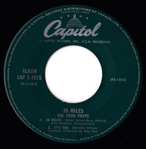 The Four Preps : 26 Miles (7", Album)