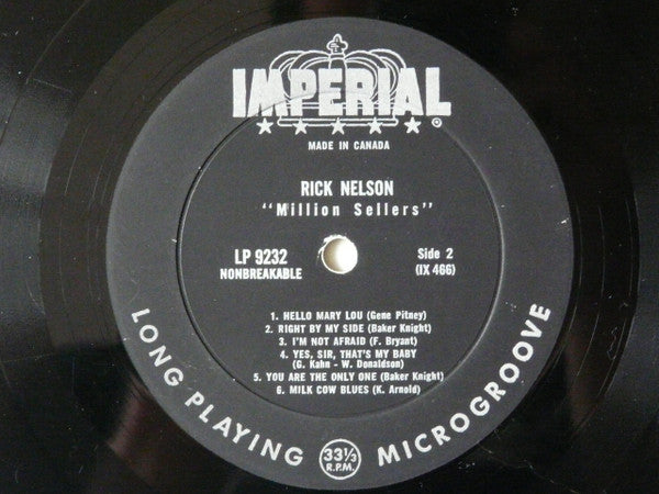 Rick Nelson* : Million Sellers (LP, Comp, Mono)