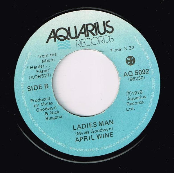 April Wine : Tonite / Ladies Man (7", Single)
