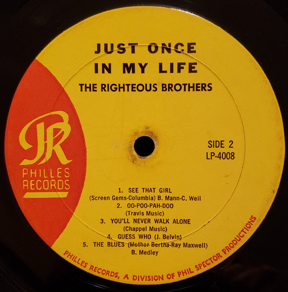 The Righteous Brothers : Just Once In My Life (LP, Album, Mono, Mon)