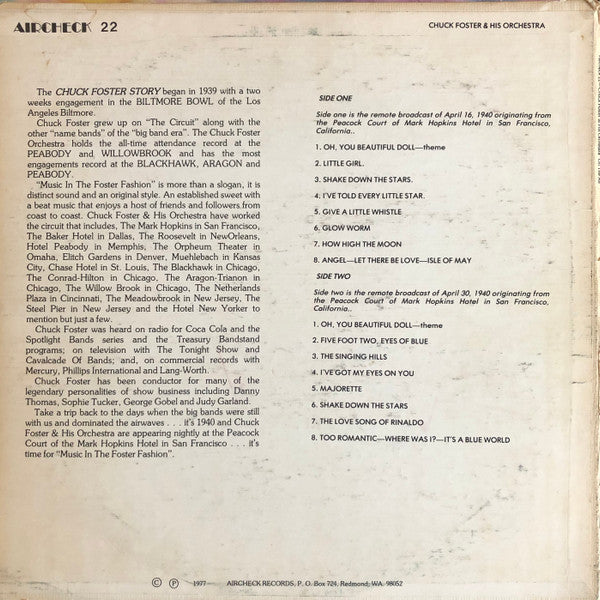 Chuck Foster & His Orchestra : Chuck Foster & His Orchestra (LP, Album)