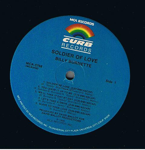 Billy Burnette : Soldier Of Love (LP, Album, Pin)