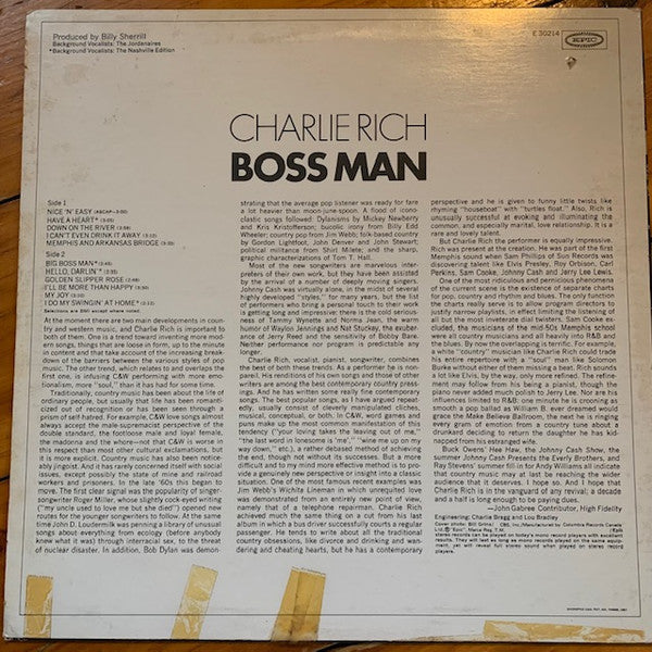 Charlie Rich : Boss Man (LP, Album)