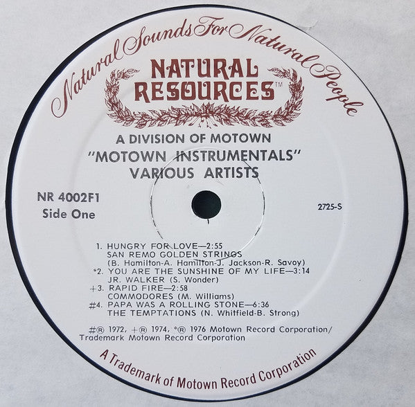 Various : Motown Instrumentals (LP, Comp)