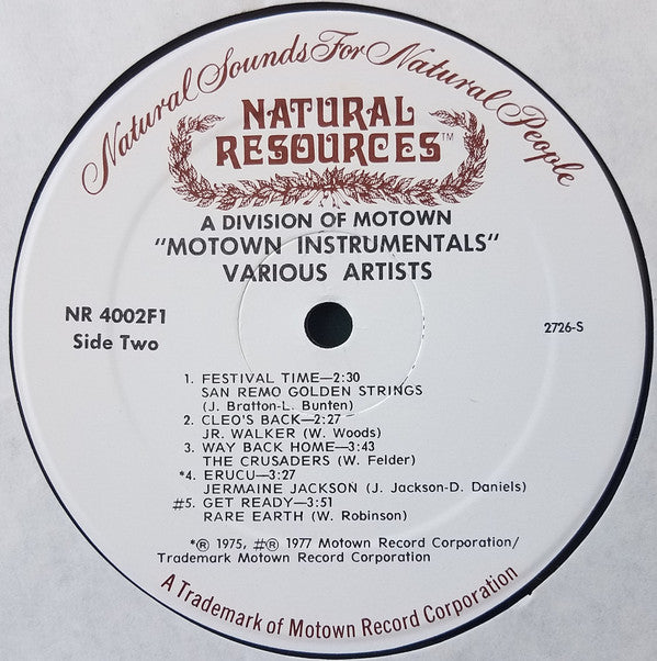 Various : Motown Instrumentals (LP, Comp)