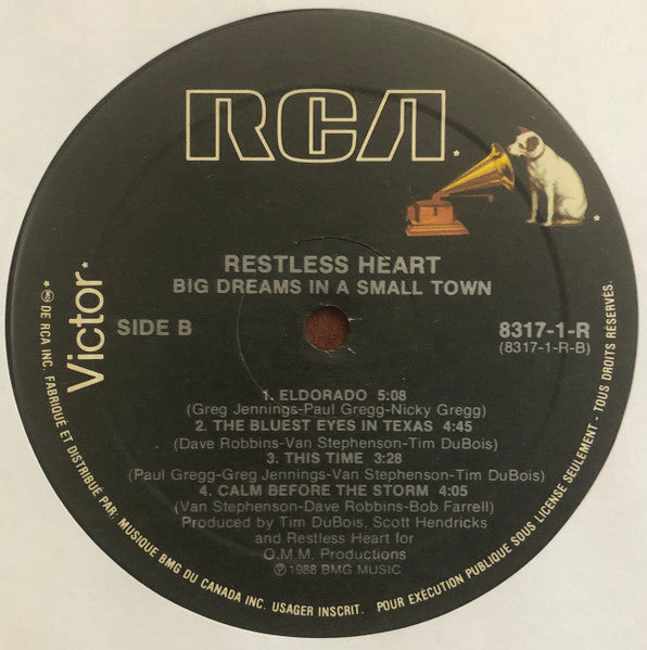 Restless Heart : Big Dreams In A Small Town (LP, Album)
