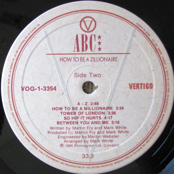 ABC : How To Be A Zillionaire! (LP, Album)