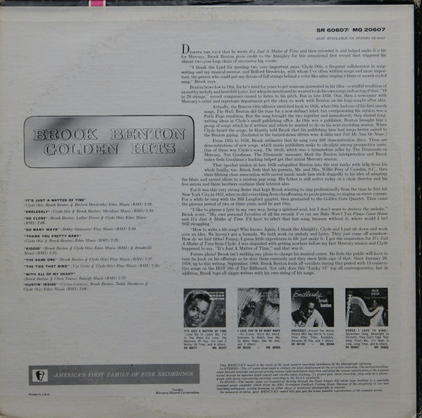 Brook Benton : Brook Benton's Golden Hits (LP, Comp, RE, Ter)