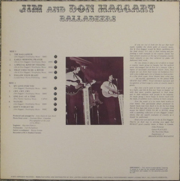 Jim & Don Haggart : Balladeers (LP, Album)