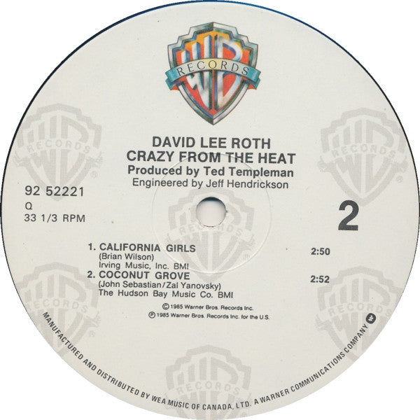 David Lee Roth : Crazy From The Heat (12", EP)