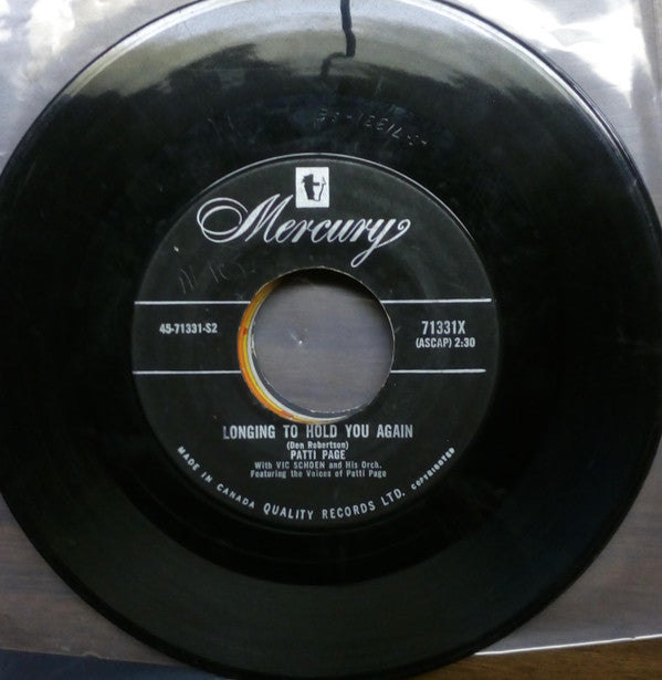 Patti Page With Vic Schoen And His Orchestra : Left Right Out Of Your Heart (Hi Lee Hi Lo Hi Lup Up Up) / Longing To Hold You Again (7", Single)